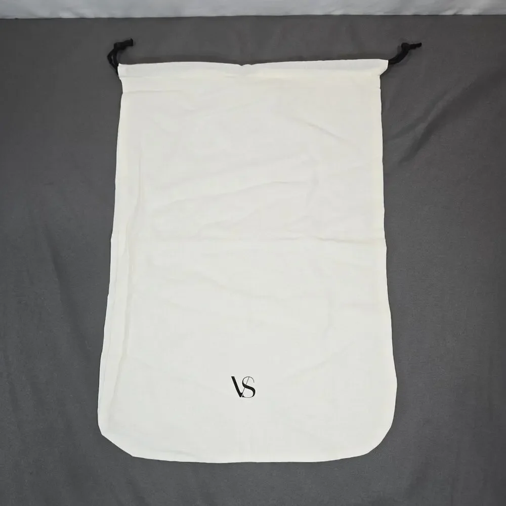 Victoria's Secret VS Logo Drawstring Dust Bag Cream White Cotton 16x12